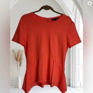 BCBG MaxAzria Orange Coral Short Sleeve Top Medium Back Zipper
